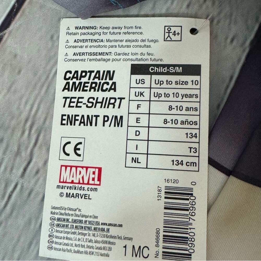 Marvel Captain America Boy’s Halloween Costume Shirt - Picture 4 of 4